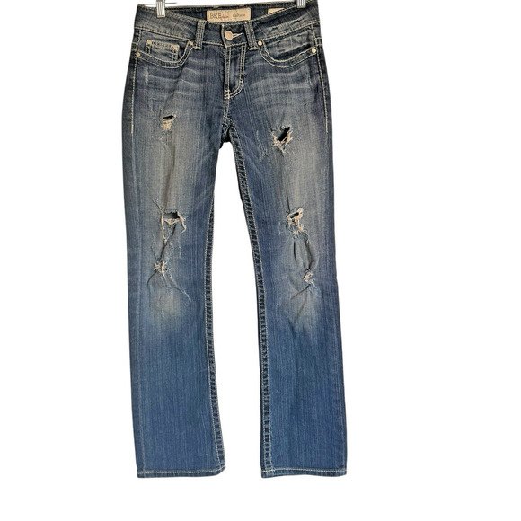 BKE Cutlure Sz 26x31.5 Distressed Low Rise Straight Leg Jeans Western Classic - Picture 1 of 13